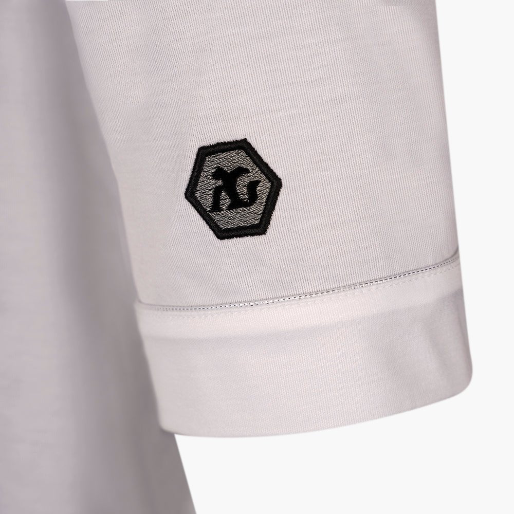 White & Silver Crown Polo Shirt - Angelo Galasso - Luxury Italian Menswear London
