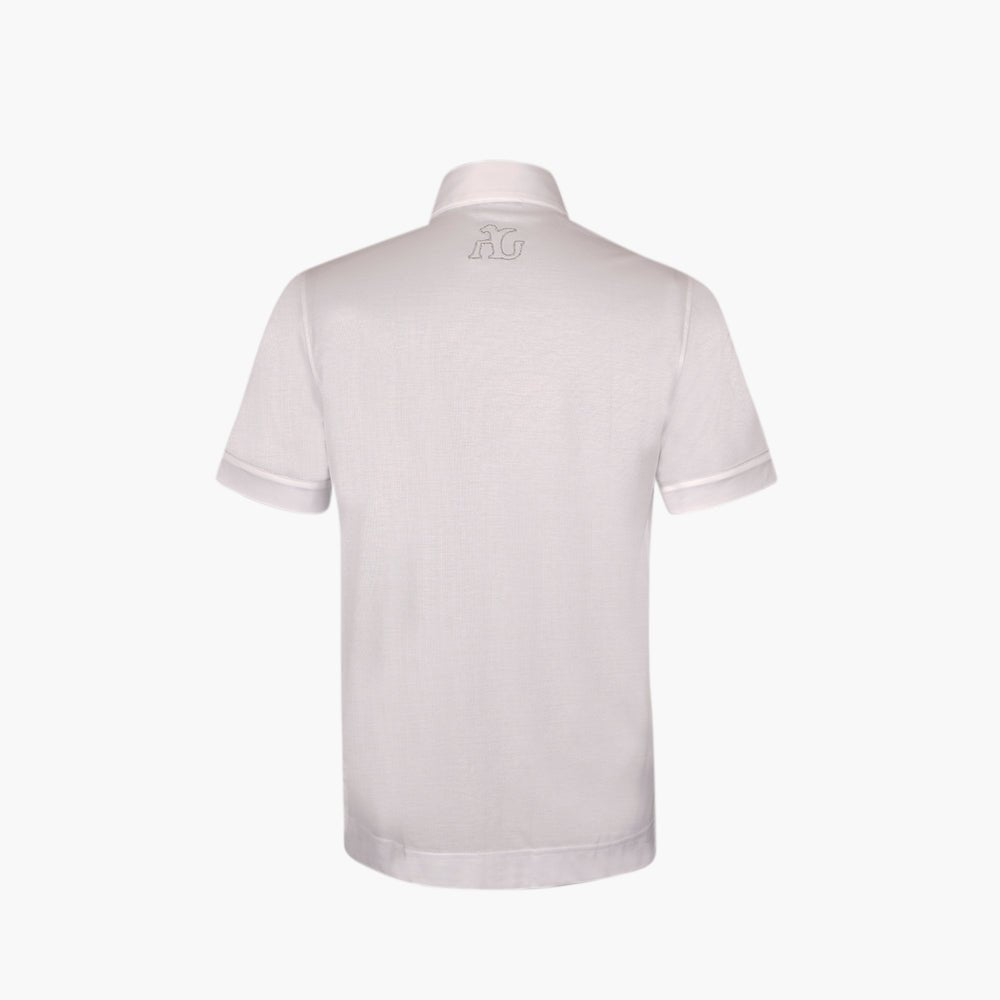 White & Silver Crown Polo Shirt - Angelo Galasso - Luxury Italian Menswear London