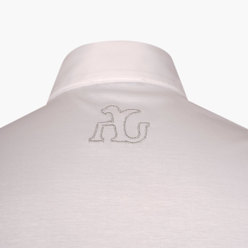 White & Silver Crown Polo Shirt - Angelo Galasso - Luxury Italian Menswear London