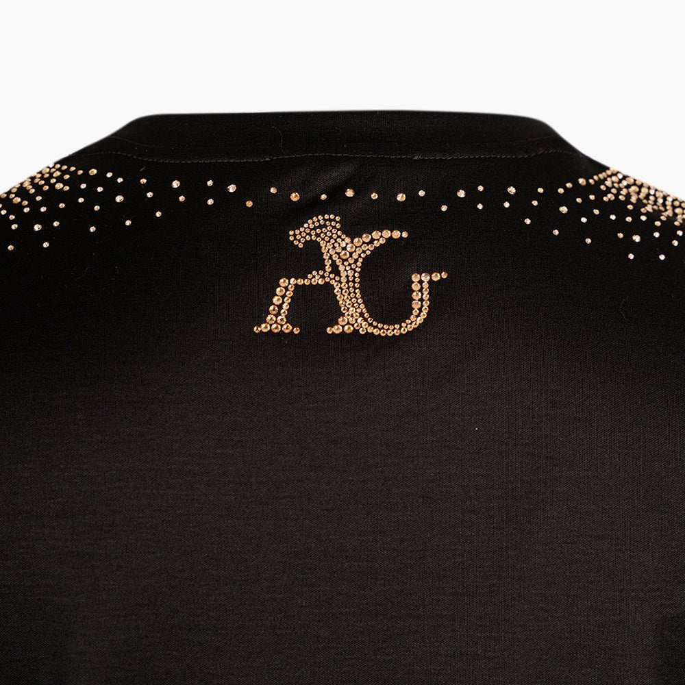 Black T-Shirt with Gold Degradé Crystals - Angelo Galasso - Luxury Italian Menswear London