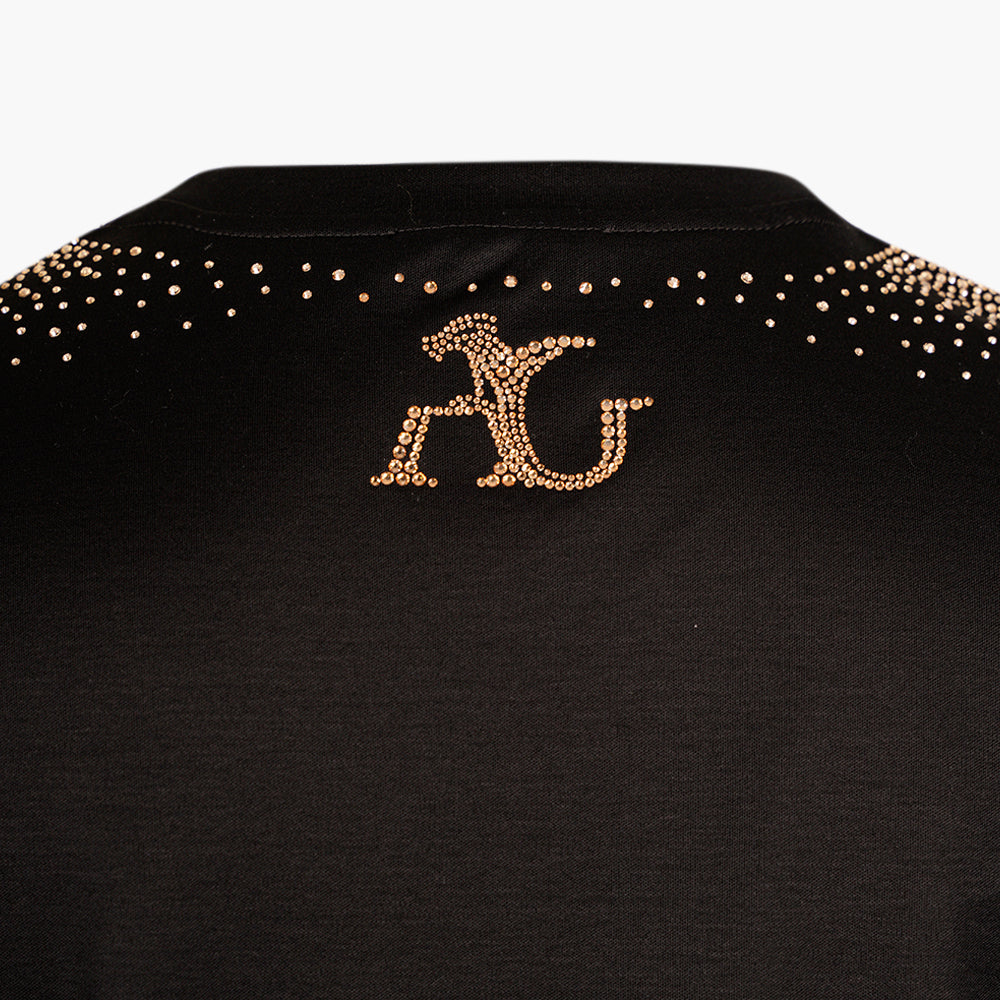 Black T-Shirt with Gold Degradé Crystals