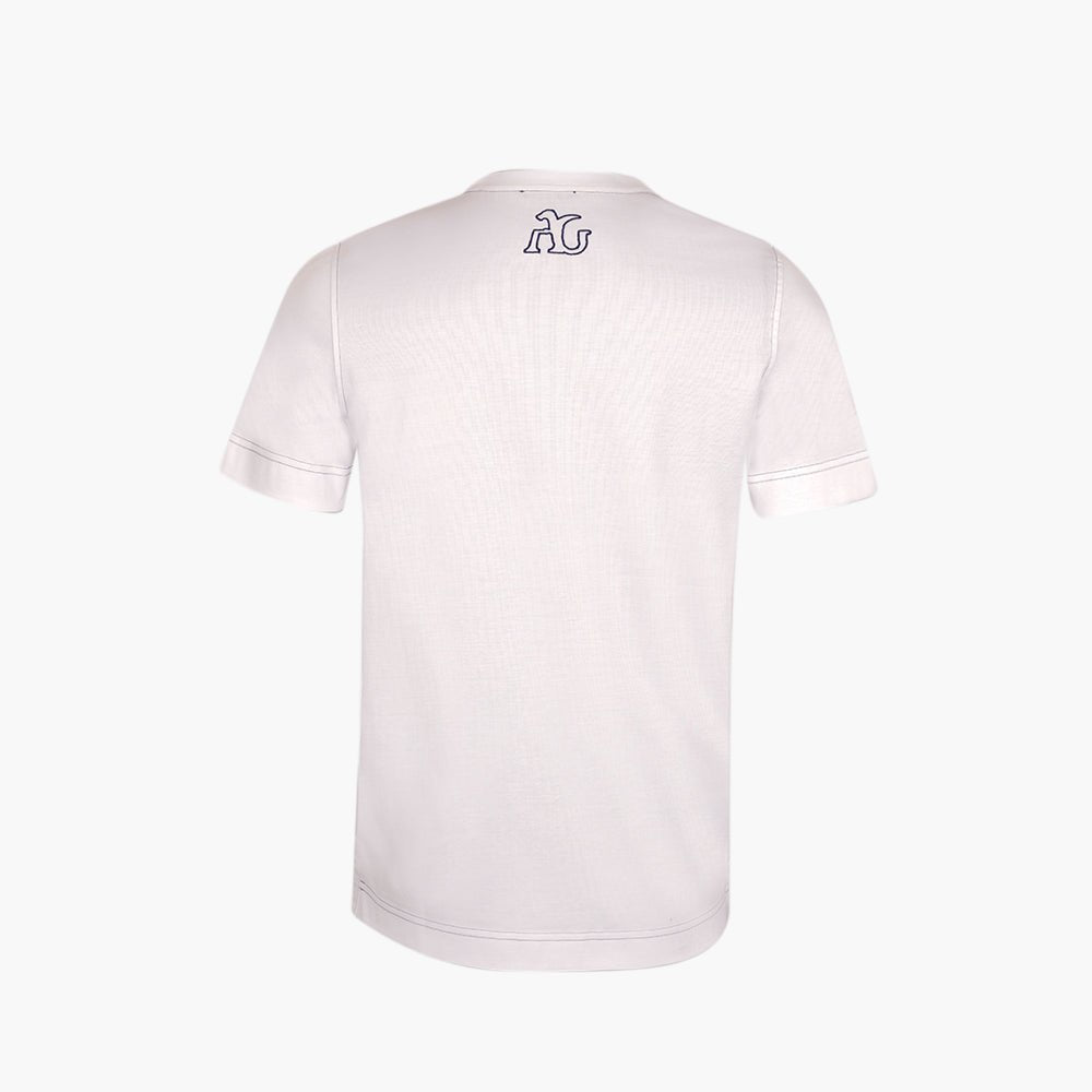 White & Blue Araldica Cotton T-Shirt - Angelo Galasso - Luxury Italian Menswear London