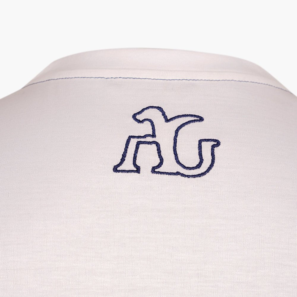 White & Blue Araldica Cotton T-Shirt - Angelo Galasso - Luxury Italian Menswear London