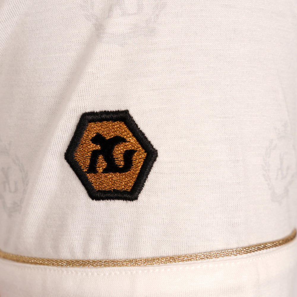 White & Gold Alloro Jersey V-Neck T-Shirt