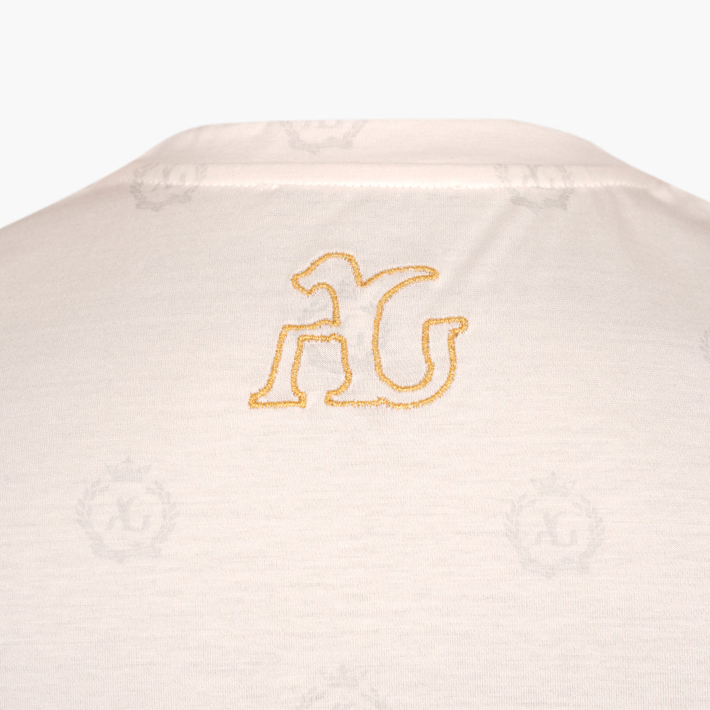 White & Gold Alloro Jersey V-Neck T-Shirt