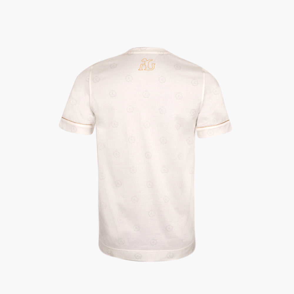 White & Gold Alloro Jersey V-Neck T-Shirt