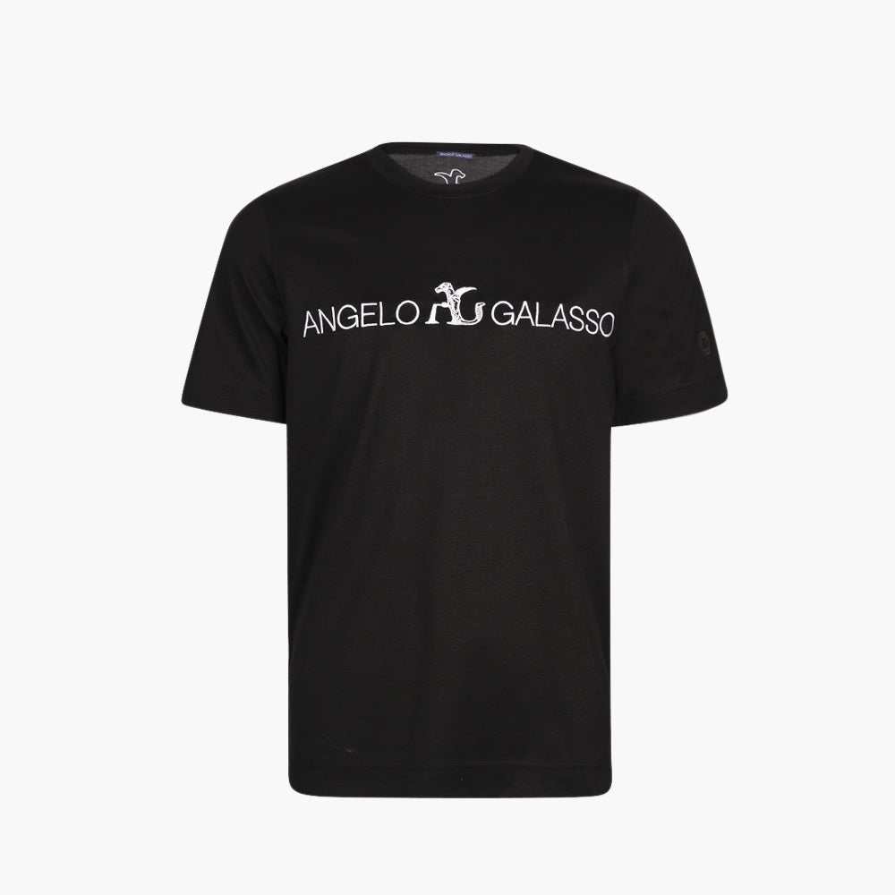 Black & White Total Logo Cotton T-Shirt - Angelo Galasso - Luxury Italian Menswear London