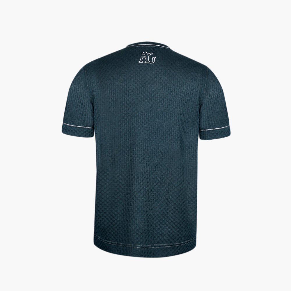 Forest Green Silk Jacquard V-Neck T-Shirt - Angelo Galasso - Luxury Italian Menswear London