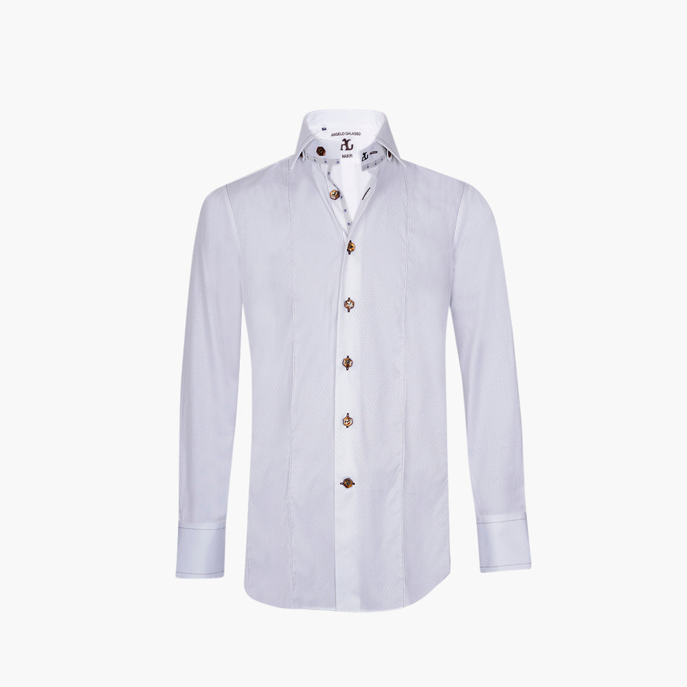 White Mason Shirt Brown Detail