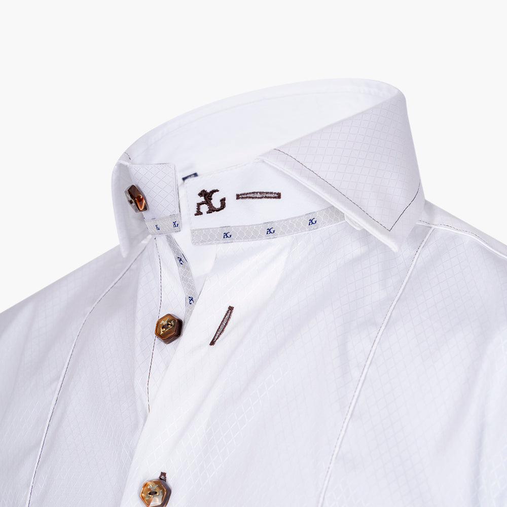 White Mason Shirt Brown Detail
