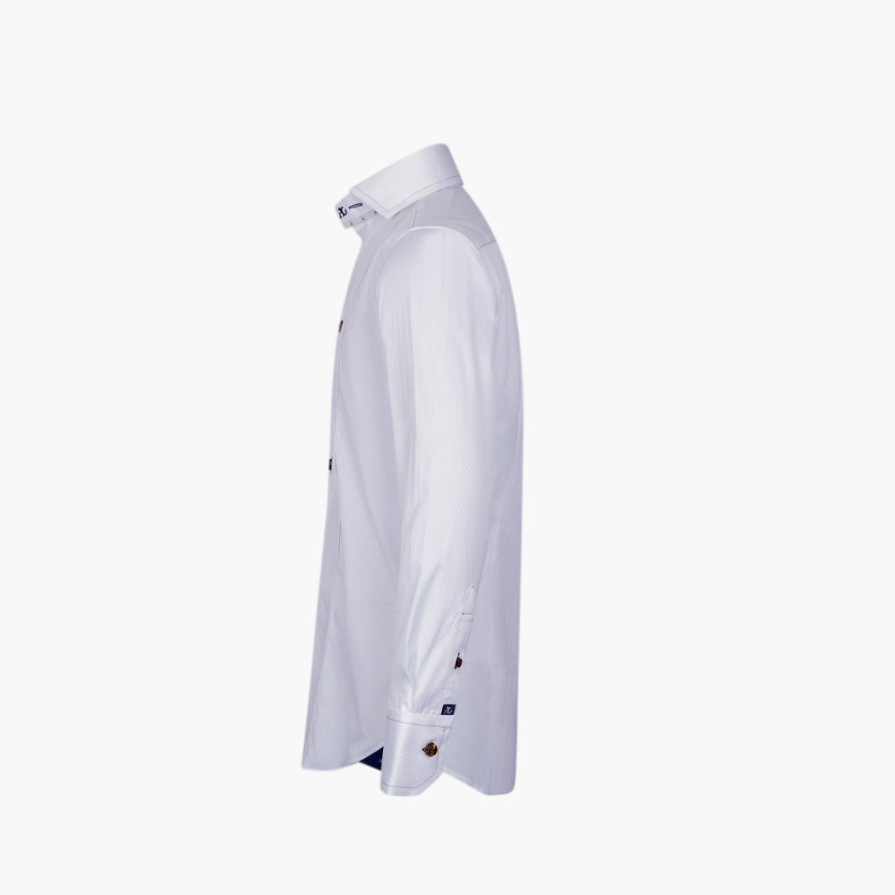 White Mason Shirt Brown Detail - Angelo Galasso - Luxury Italian Menswear London