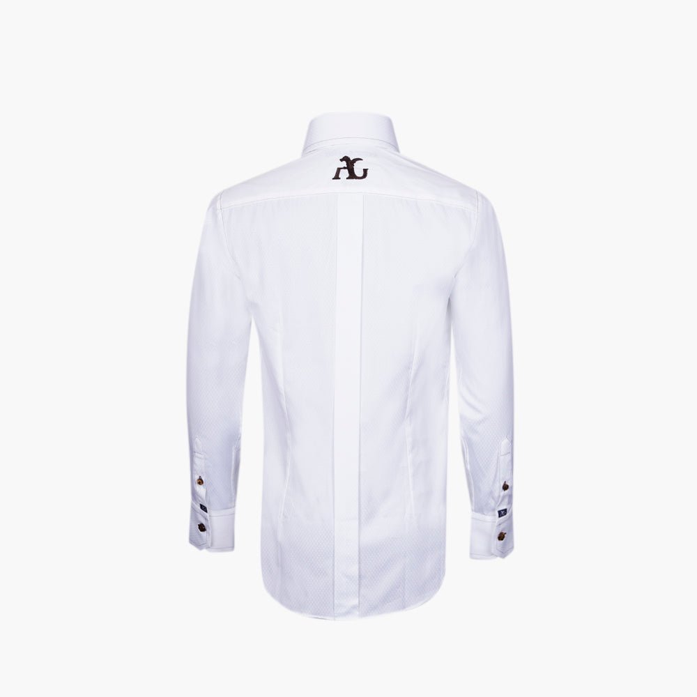 White Mason Shirt Brown Detail - Angelo Galasso - Luxury Italian Menswear London
