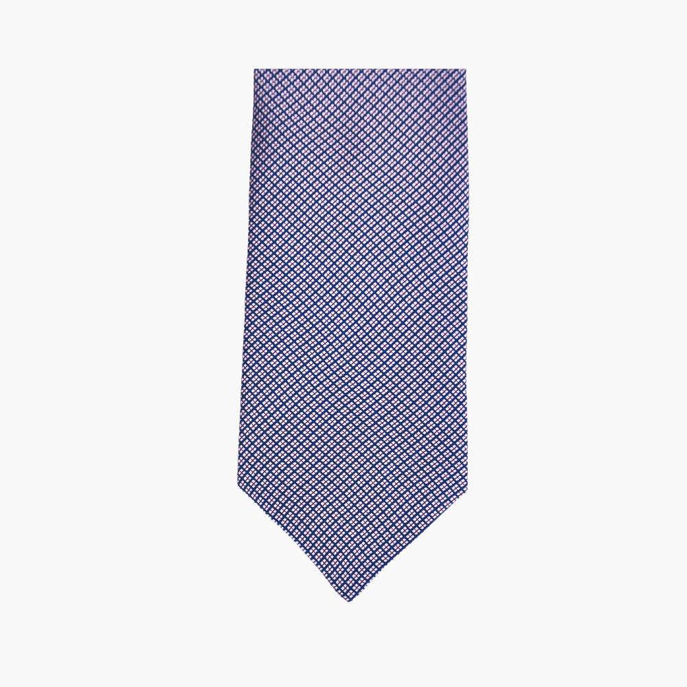 Blue & Red Geometric Silk Tie - Angelo Galasso - Luxury Italian Menswear London