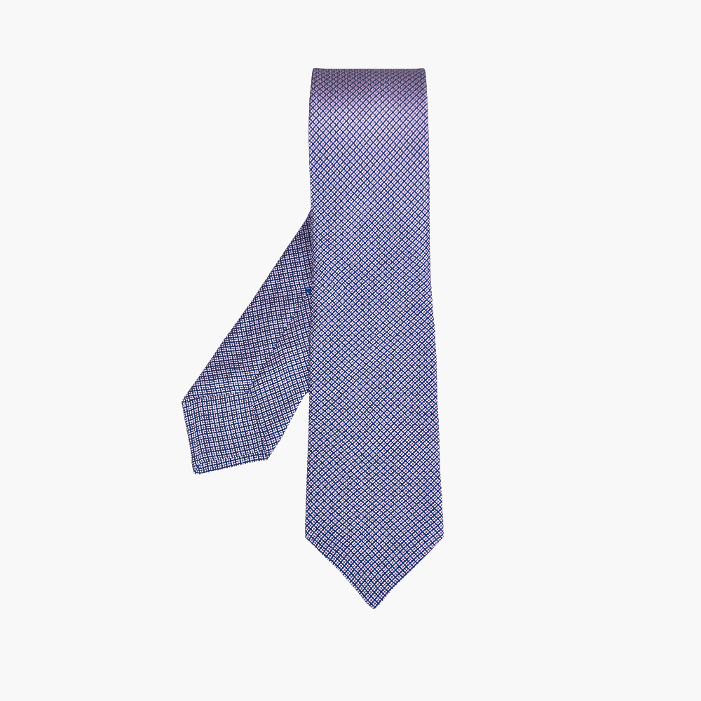 Blue & Red Geometric Silk Tie - Angelo Galasso - Luxury Italian Menswear London