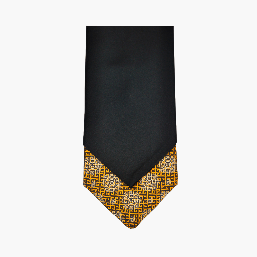 Black & Orange Silk Double Tie - Angelo Galasso - Luxury Italian Menswear London