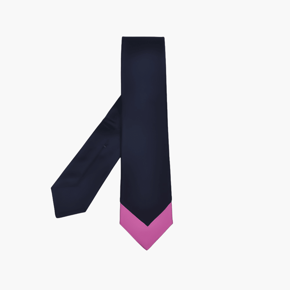 Blue & Pink Silk Double Tie - Angelo Galasso - Luxury Italian Menswear London