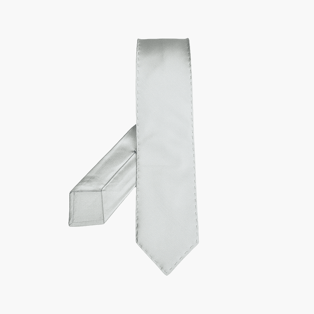 Grey Single Stitching Tie - Angelo Galasso - Luxury Italian Menswear London
