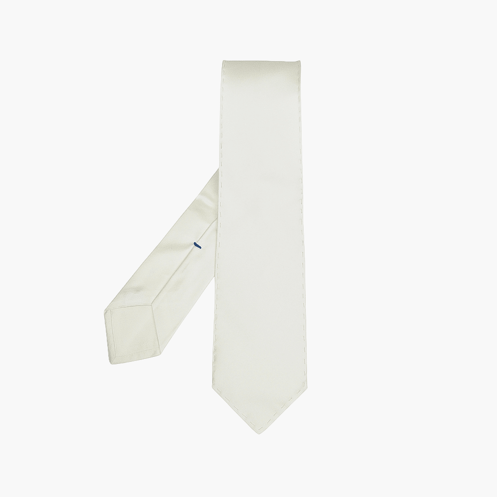 Angelo Galasso White Single Stitching Tie - Angelo Galasso - Luxury Italian Menswear London