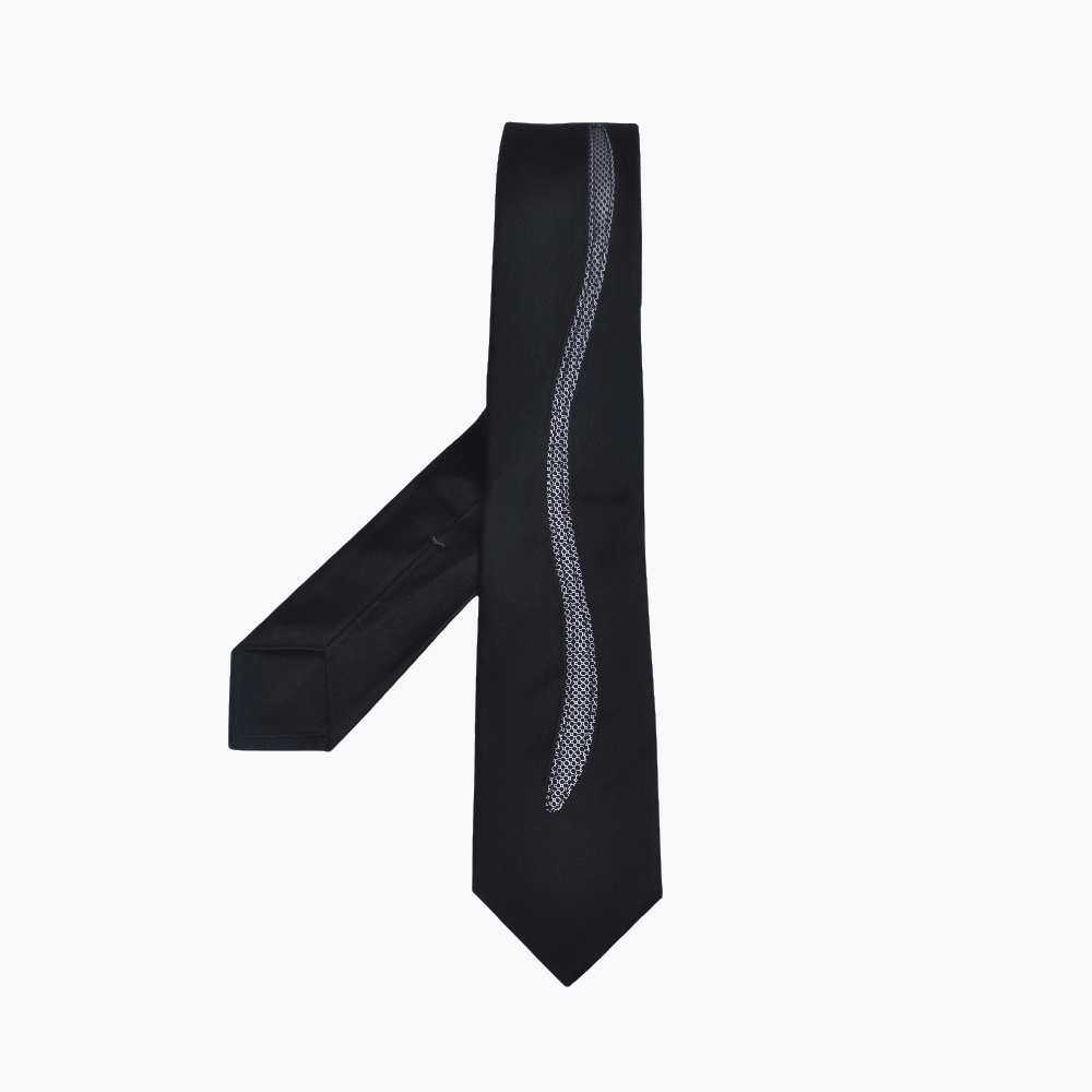 Black & White Silk Double Tie - Angelo Galasso - Luxury Italian Menswear London