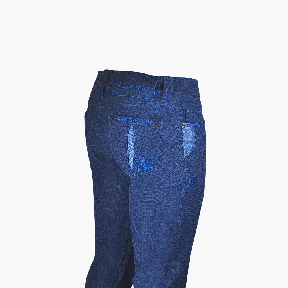 Blue Jeans with Python Inserts - Angelo Galasso - Luxury Italian Menswear London