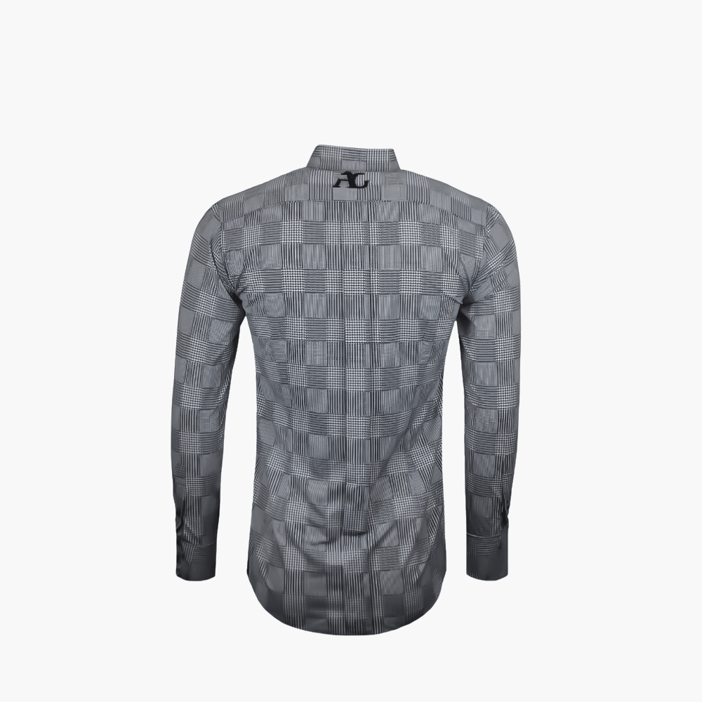 Black & White Houndstooth Mao Shirt - Angelo Galasso - Luxury Italian Menswear London