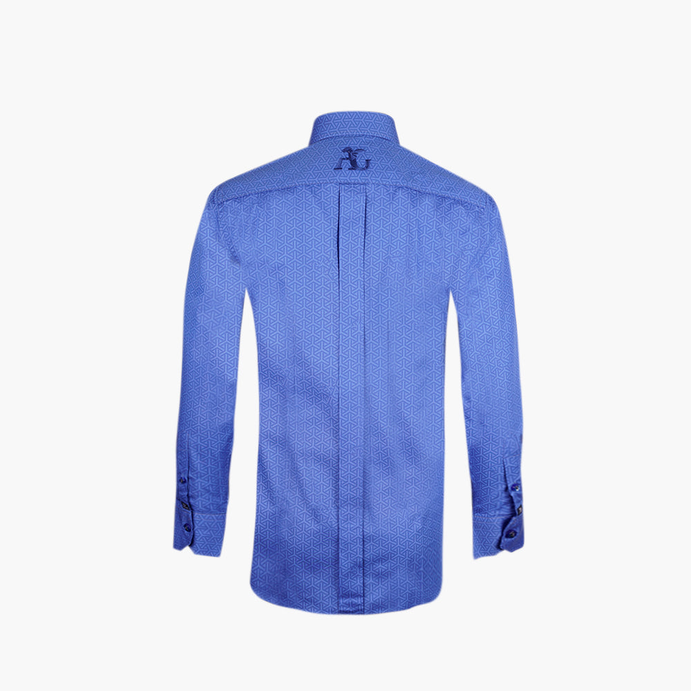 Blue Cotton Diamond AG Print Italia Shirt