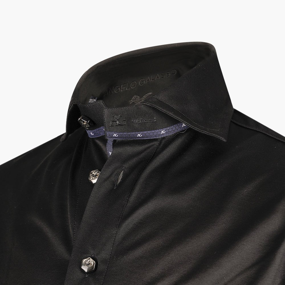 Black Jersey Shirt Dragoon Polo - Angelo Galasso - Luxury Italian Menswear London