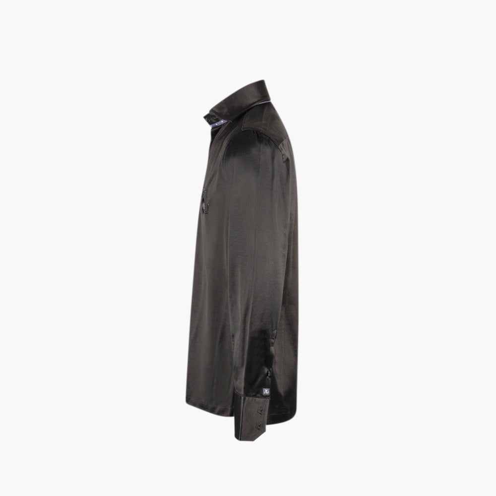 Black Jersey Shirt Dragoon Polo - Angelo Galasso - Luxury Italian Menswear London