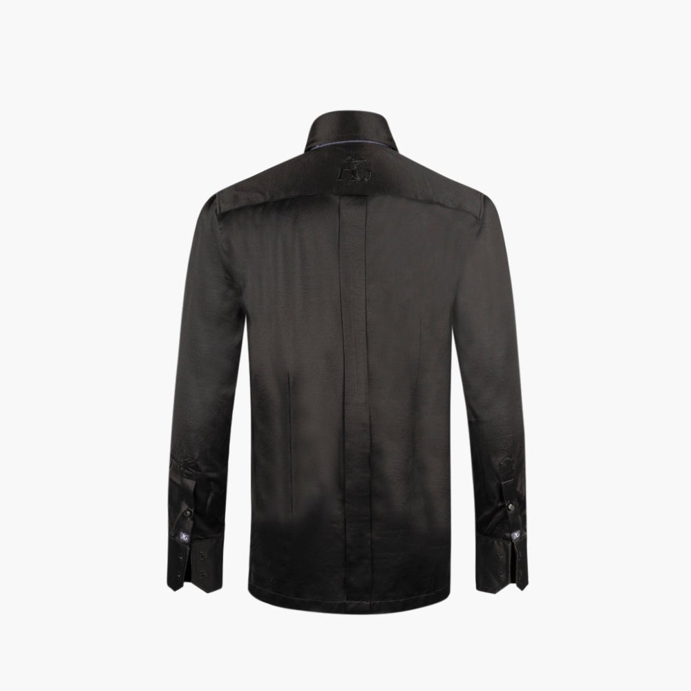 Black Jersey Shirt Dragoon Polo - Angelo Galasso - Luxury Italian Menswear London