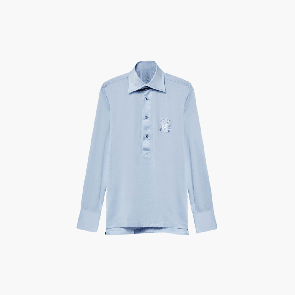 Blue Sky Jersey Shirt Dragoon Polo - Angelo Galasso - Luxury Italian Menswear London