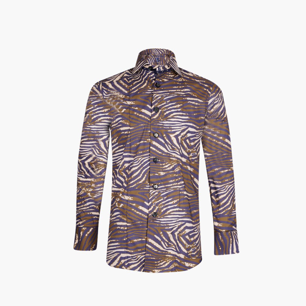 Green Tiger Print Italia Shirt - Angelo Galasso - Luxury Italian Menswear London