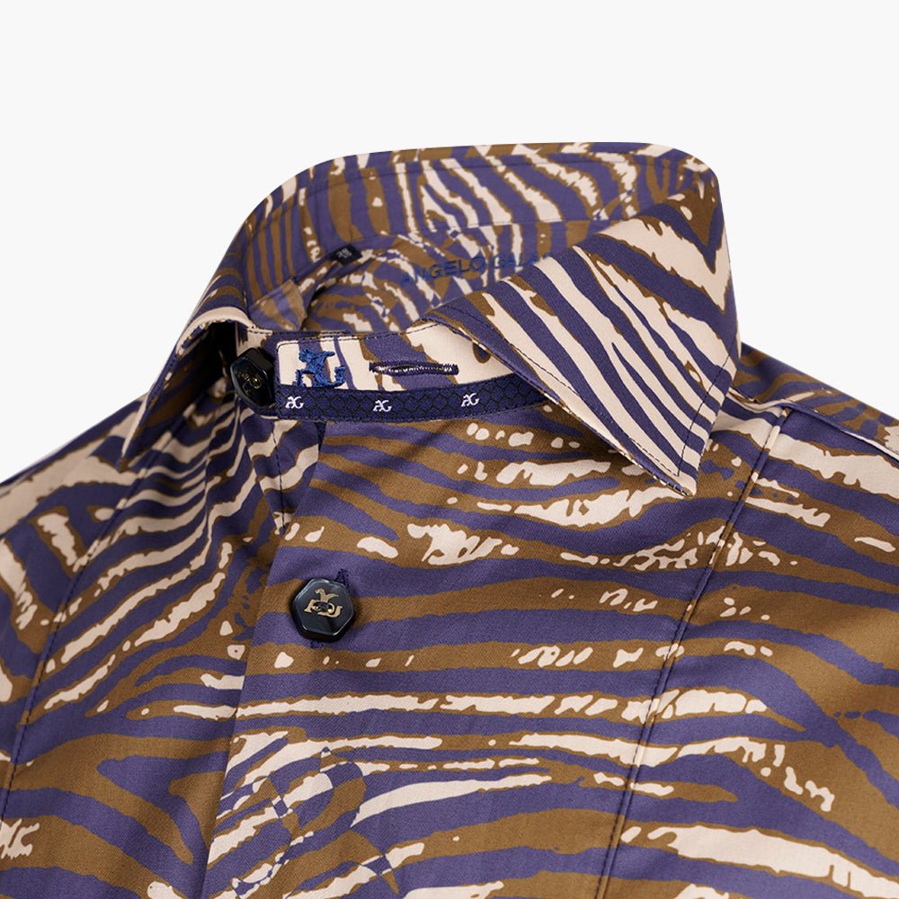 Green Tiger Print Italia Shirt - Angelo Galasso - Luxury Italian Menswear London
