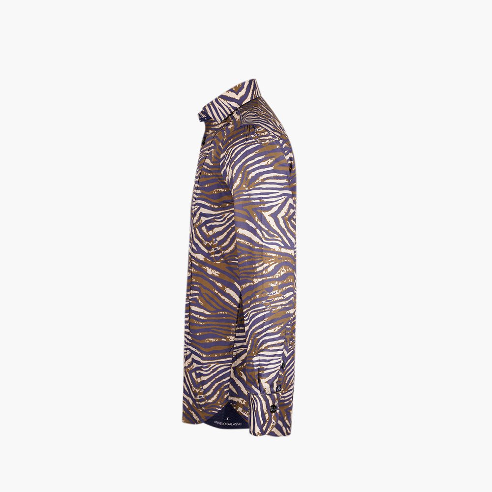 Green Tiger Print Italia Shirt - Angelo Galasso - Luxury Italian Menswear London
