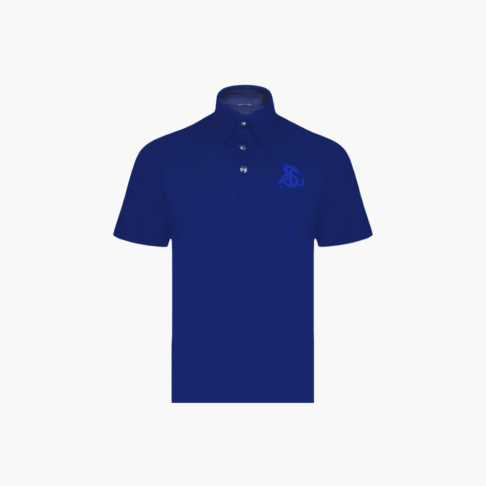 Blue Short Sleeves Dragoon Polo - Angelo Galasso - Luxury Italian Menswear London