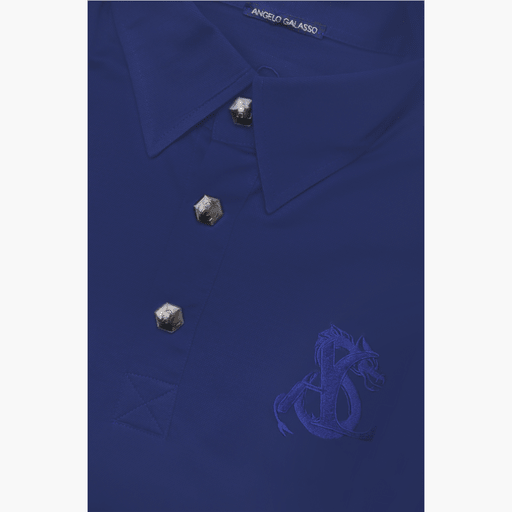 Blue Short Sleeves Dragoon Polo - Angelo Galasso - Luxury Italian Menswear London