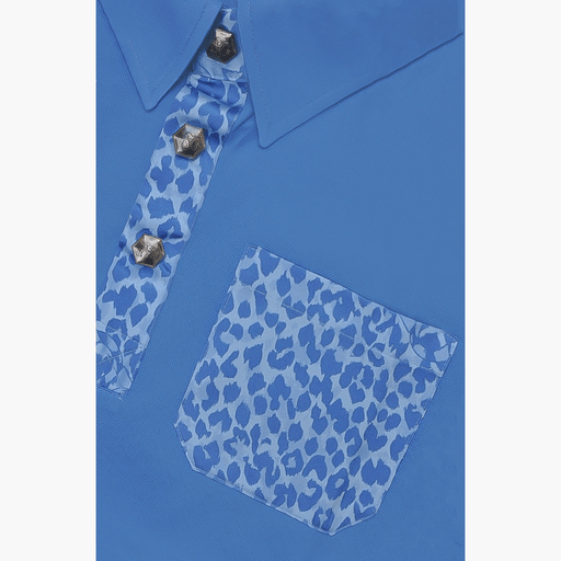 Light Blue Leopard Print Polo - Angelo Galasso - Luxury Italian Menswear London