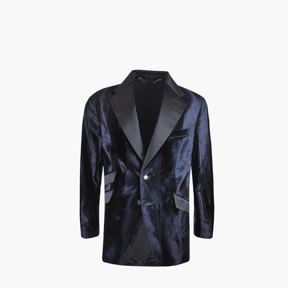 Black & Dark Navy Evening Blazer - Angelo Galasso - Luxury Italian Menswear London