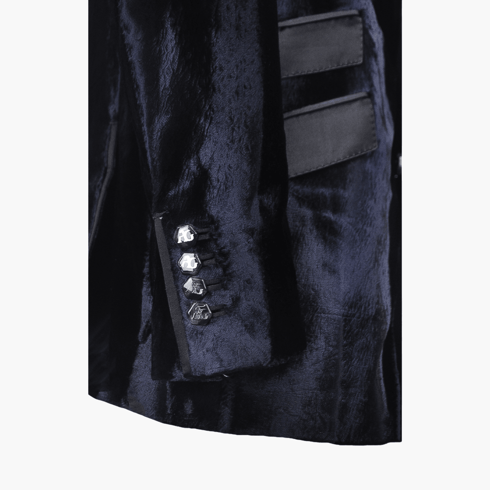 Black & Dark Navy Evening Blazer - Angelo Galasso - Luxury Italian Menswear London