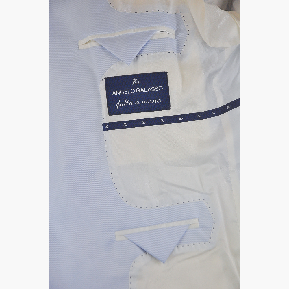 Light Blue Breasted Blazer With Piping