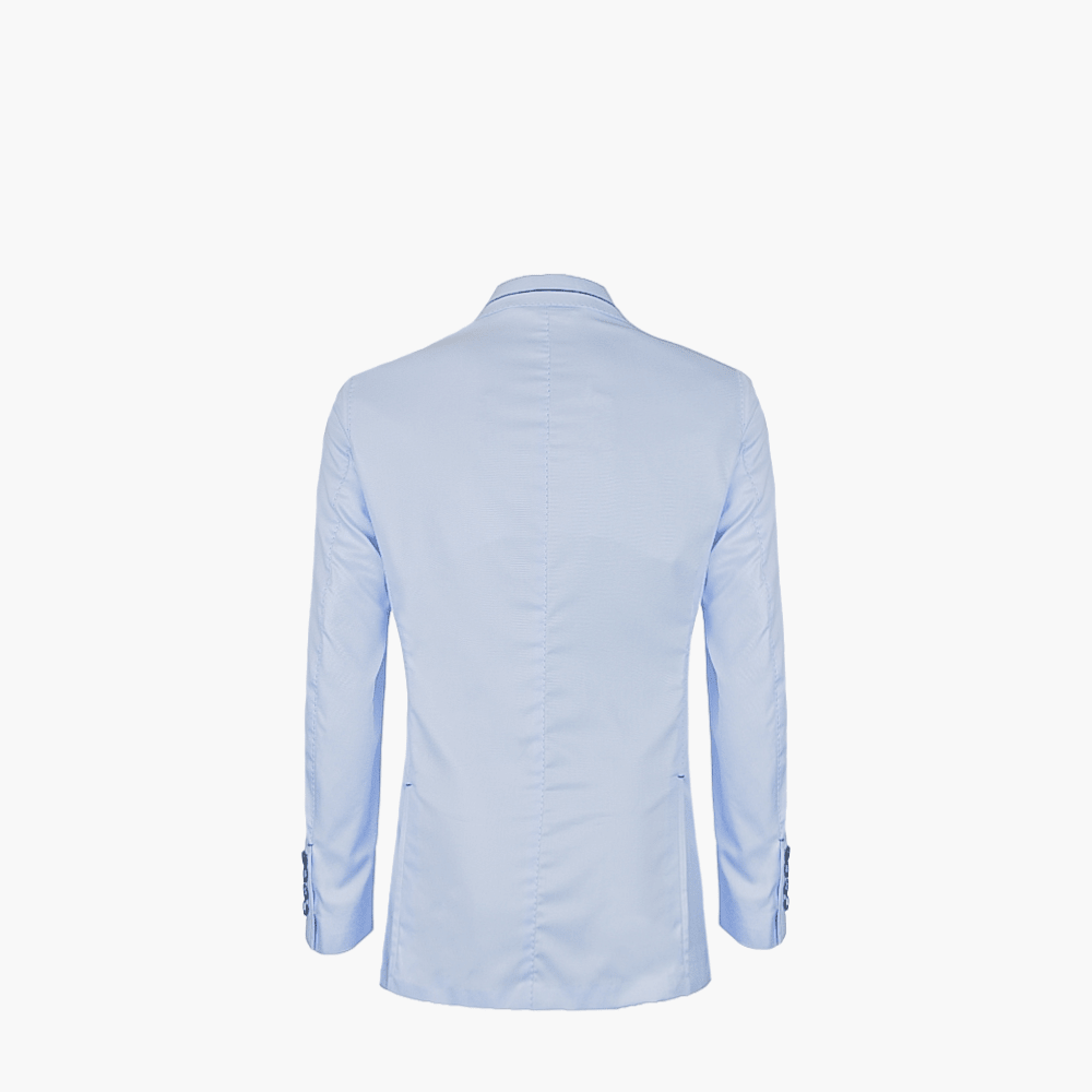 Light Blue Breasted Blazer With Piping - Angelo Galasso - Luxury Italian Menswear London