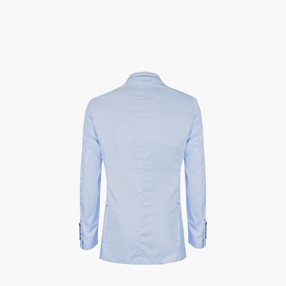 Light Blue Breasted Blazer With Piping