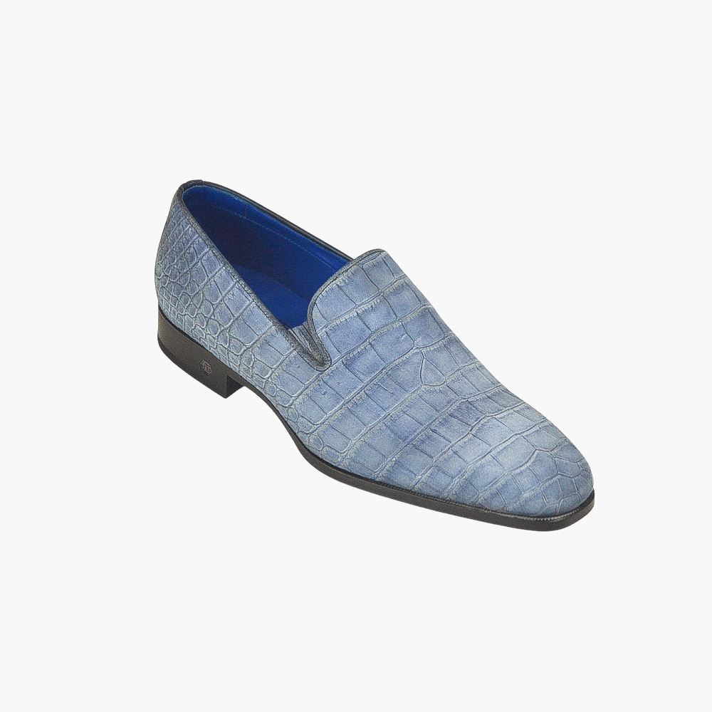 Light Blue Crocodile Slip-on Shoes