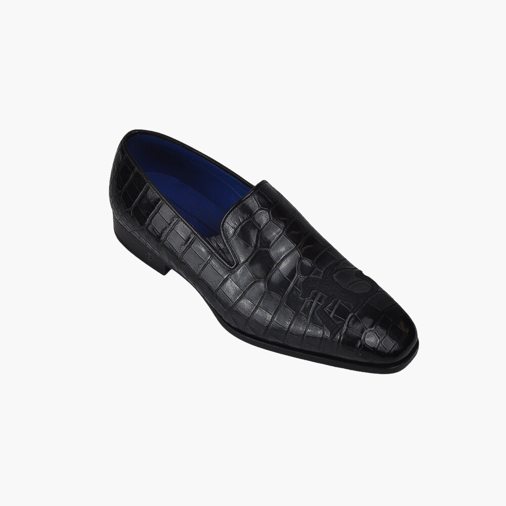 Black Crocodile Slip-on Shoes