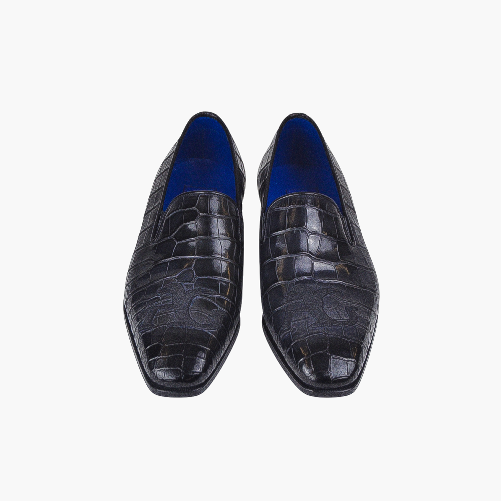 Black Crocodile Slip-on Shoes