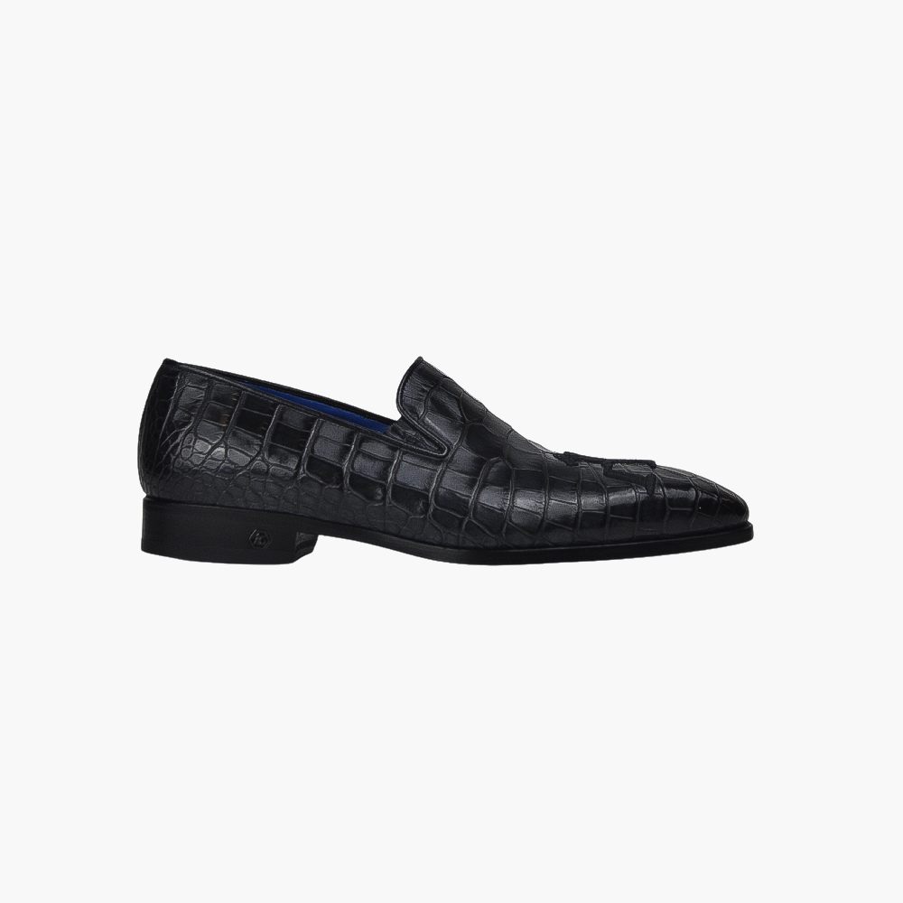 Black Crocodile Slip-on Shoes