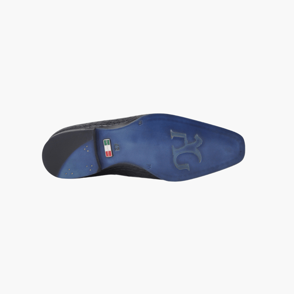 Black Crocodile Slip-on Shoes - Angelo Galasso - Luxury Italian Menswear London