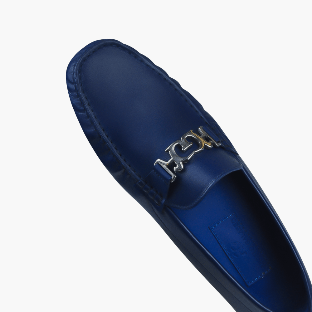 Blue Ornament Driver Shoes - Angelo Galasso - Luxury Italian Menswear London