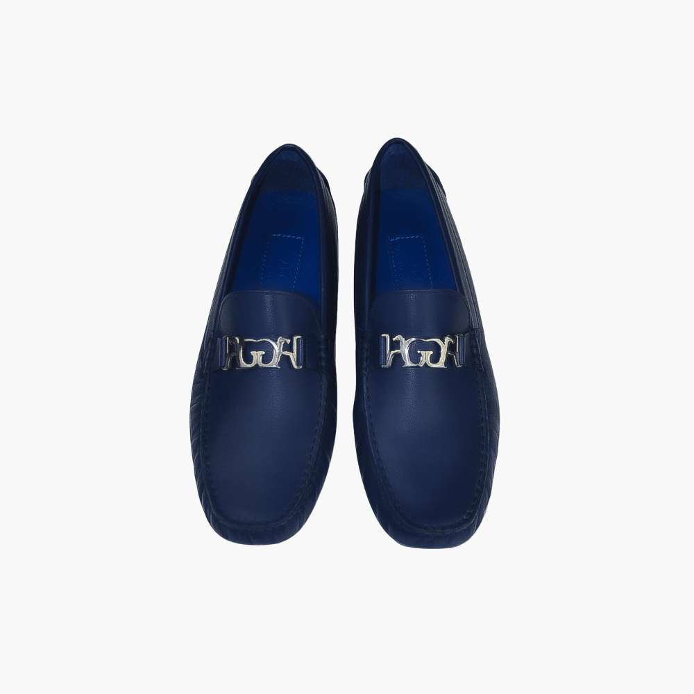 Blue Ornament Driver Shoes - Angelo Galasso - Luxury Italian Menswear London