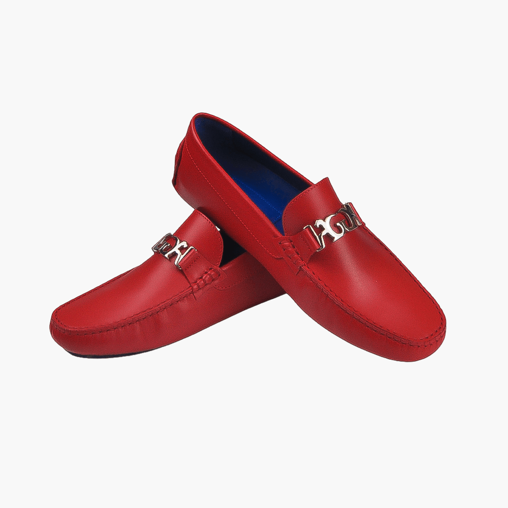 Red Ornament Driver Shoes - Angelo Galasso - Luxury Italian Menswear London