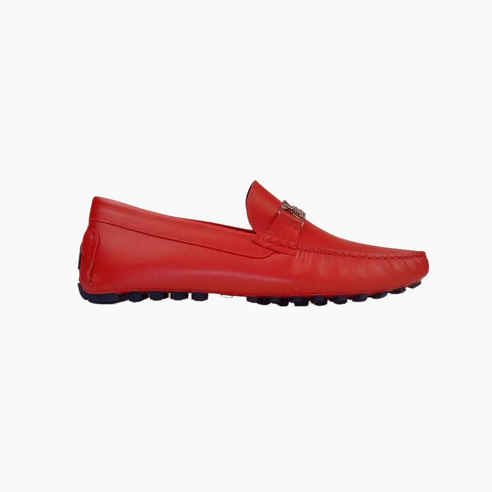 Red Ornament Driver Shoes - Angelo Galasso - Luxury Italian Menswear London